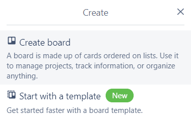 Create Board Option Trello